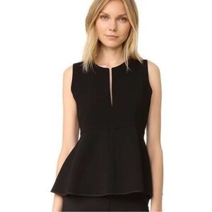 Theory Black Double Crepe Ralnaka Bonded Peplum Top size Small